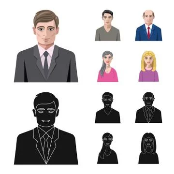 Isolated object of hairstyle and profession logo. Set of hairstyle and character Stock Illustration