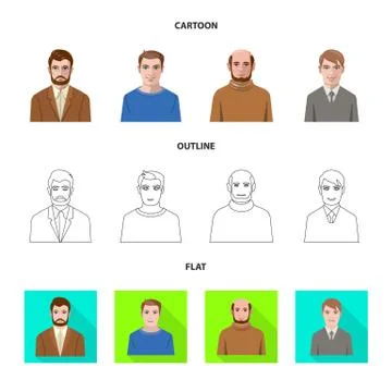 Isolated object of hairstyle and profession symbol. Set of hairstyle and Stock Illustration