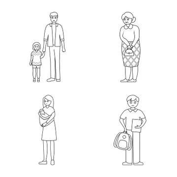 Isolated object of happy and character sign. Collection of happy and portrait Illustrazione stock