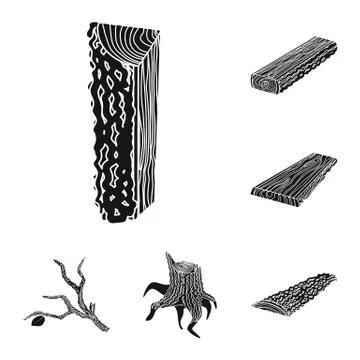 Isolated object of hardwood and construction symbol. Collection of hardwood and 스톡 일러스트
