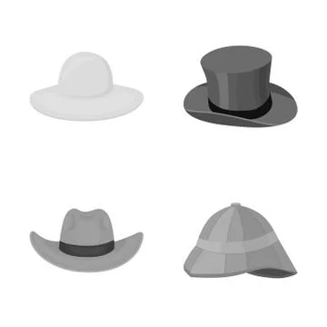 Isolated object of hat and cap symbol. Collection of hat and model stock symbol Stock Illustration