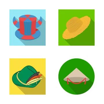 Isolated object of hat and cap logo. Collection of hat and model stock vector Stock Illustration
