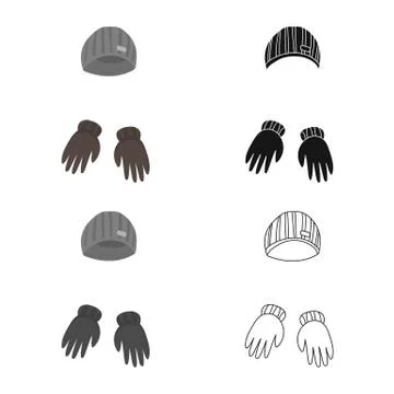 Isolated object of hat and gloves logo. Set of hat and hand vector icon for Stock Illustration