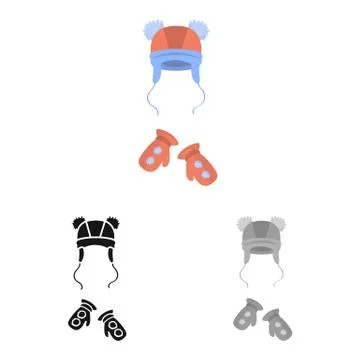 Isolated object of hat and pompom logo. Collection of hat and kids stock vector Stockillustratie