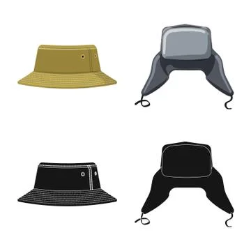 Isolated object of headgear and cap logo. Collection of headgear and accessory Stock Illustration