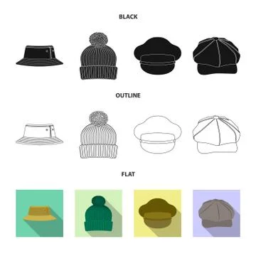 Isolated object of headgear and cap symbol. Set of headgear and accessory vector Stock Illustration
