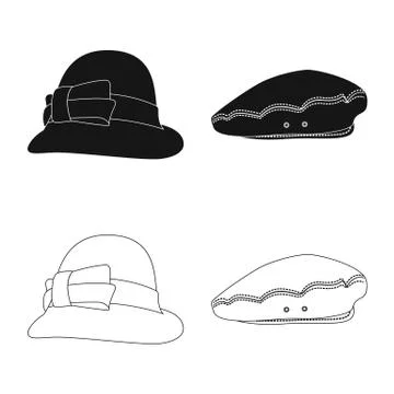 Isolated object of headgear and cap icon. Set of headgear and accessory stock Stock Illustration