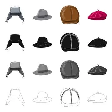 Isolated object of headgear and cap symbol. Collection of headgear and accessory Stock Illustration