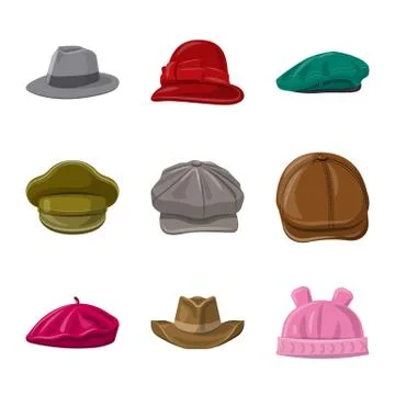 Isolated object of headgear and cap icon. Collection of headgear and accessory Stock Illustration