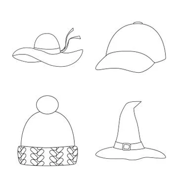 Isolated object of headgear and napper icon. Collection of headgear and helmet Stock Illustration