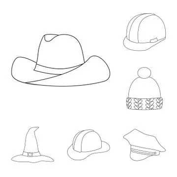 Isolated object of headgear and napper sign. Collection of headgear and helmet Stock Illustration