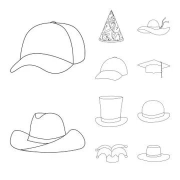 Isolated object of headgear and napper sign. Set of headgear and helmet stock Stock Illustration