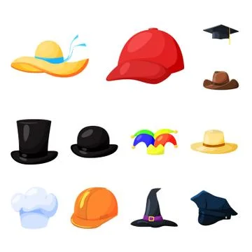 Isolated object of headgear and napper icon. Collection of headgear and helmet Stock Illustration