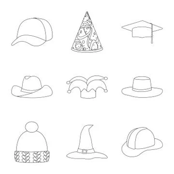 Isolated object of headgear and napper symbol. Set of headgear and helmet vector Stock Illustration