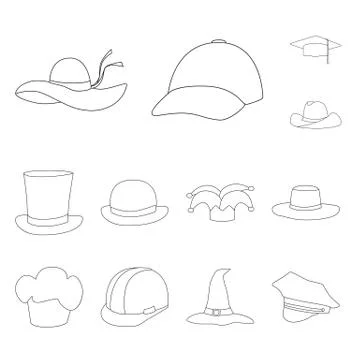 Isolated object of headgear and napper symbol. Set of headgear and helmet vector Stock Illustration