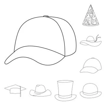 Isolated object of headgear and napper icon. Collection of headgear and helmet Stock Illustration