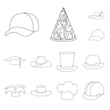 Isolated object of headgear and napper icon. Collection of headgear and helmet Stock Illustration
