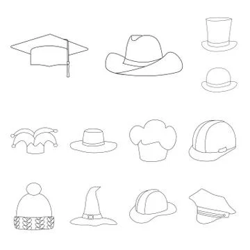 Isolated object of headgear and napper symbol. Collection of headgear and helmet Stock Illustration