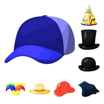 Isolated object of headgear and napper icon. Collection of headgear and helmet Stock Illustration