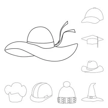 Isolated object of headgear and napper symbol. Set of headgear and helmet stock Stock Illustration