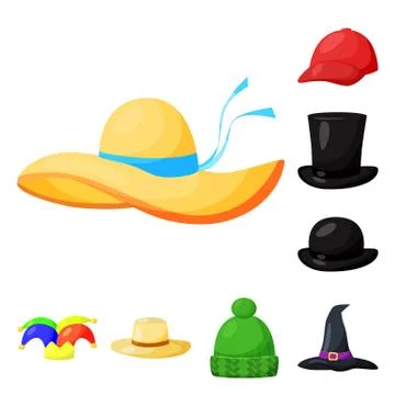Isolated object of headgear and napper icon. Collection of headgear and helmet Stock Illustration