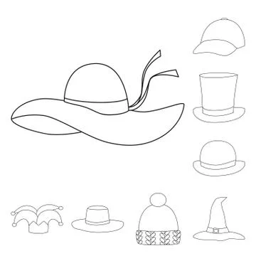 Isolated object of headgear and napper logo. Collection of headgear and helmet Stock Illustration
