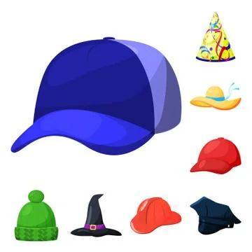 Isolated object of headgear and napper sign. Collection of headgear and helmet Stock Illustration