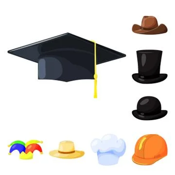 Isolated object of headgear and napper sign. Collection of headgear and helmet Stock Illustration