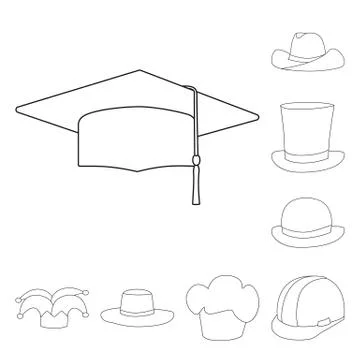 Isolated object of headgear and napper sign. Collection of headgear and helmet Stock Illustration