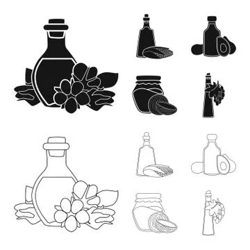 Isolated object of healthy and vegetable logo. Set of healthy and agriculture 库存插图