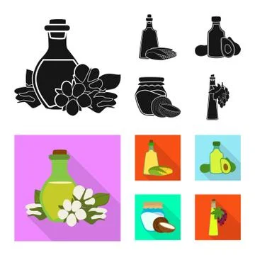Isolated object of healthy and vegetable sign. Collection of healthy and Stock Illustration