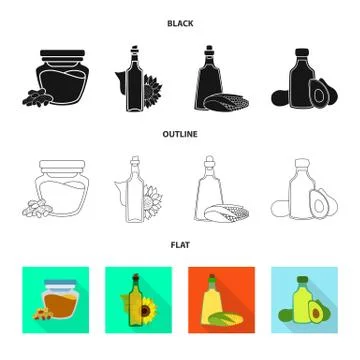 Isolated object of healthy and vegetable icon. Set of healthy and agriculture Stock Illustration