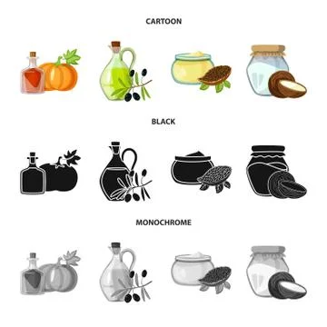 Isolated object of healthy and vegetable logo. Collection of healthy and Stock Illustration