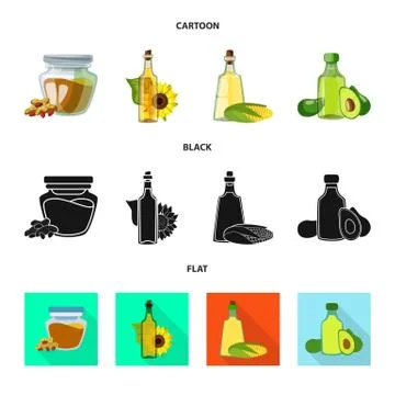 Isolated object of healthy and vegetable logo. Set of healthy and agriculture Stock Illustration