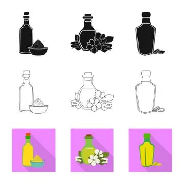 Isolated object of healthy and vegetable symbol. Collection of healthy and Stock Illustration
