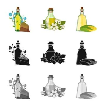 Isolated object of healthy and vegetable symbol. Collection of healthy and Stock Illustration