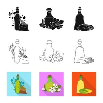 Isolated object of healthy and vegetable sign. Collection of healthy and Stock Illustration