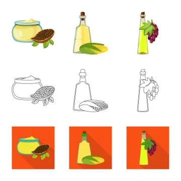 Isolated object of healthy and vegetable logo. Collection of healthy and Stock Illustration