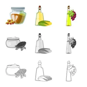 Isolated object of healthy and vegetable icon. Collection of healthy and Stock Illustration