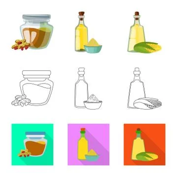 Isolated object of healthy and vegetable icon. Collection of healthy and Stock Illustration