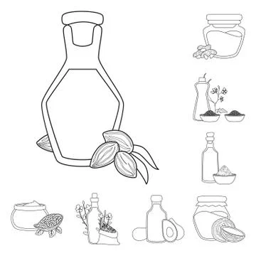 Isolated object of healthy and vegetable logo. Collection of healthy and Stock Illustration