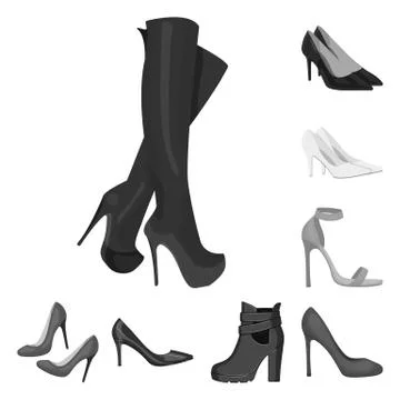 Isolated object of heel and high sign. Collection of heel and stiletto stock Stock Illustration