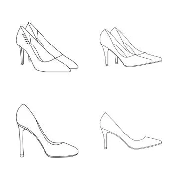 Isolated object of heel and high logo. Collection of heel and stiletto stock Stock Illustration