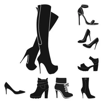 Isolated object of heel and high symbol. Collection of heel and stiletto stock Stock Illustration