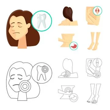 Isolated object of hospital and rendering icon. Set of hospital and help vector Stock Illustration