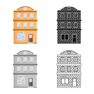 Isolated object of house and pane symbol. Collection of house and townhouse Ilustración de archivo