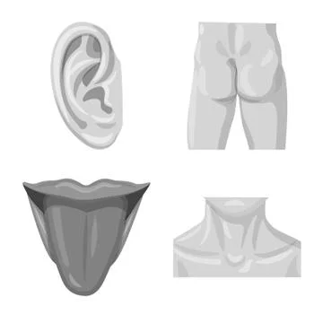 Isolated object of human and part icon. Collection of human and woman stock Stock Illustration