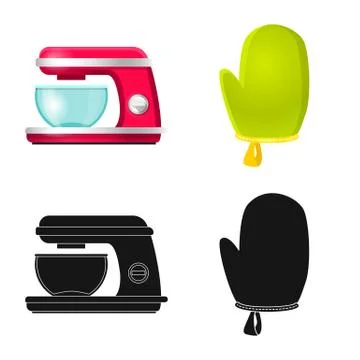 Isolated object of kitchen and cook logo. Collection of kitchen and appliance Stock Illustration