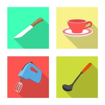 Isolated object of kitchen and cook sign. Collection of kitchen and appliance Stock Illustration