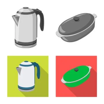 Isolated object of kitchen and cook sign. Set of kitchen and appliance vector Stock Illustration